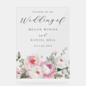 Blush & Roos Botanische Bloemen Grote Trouwbord Acryl Bord (Voorkant)