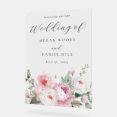 Blush & Roos Botanische Bloemen Grote Trouwbord Acryl Bord (Hoek)