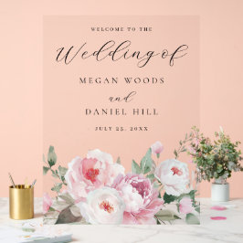 Blush & Roos Botanische Bloemen Grote Trouwbord Acryl Bord