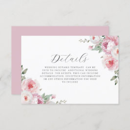 Blush & Roos Botanische Bloemen Trouwdetails Informatiekaartje
