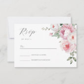 Blush & Roos Botanische Bloemen Wedding RSVP Kaart (Voorkant)