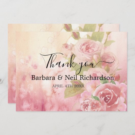 Blush Roos Botanische bruiloft Bedankt (Voorkant / Achterkant)