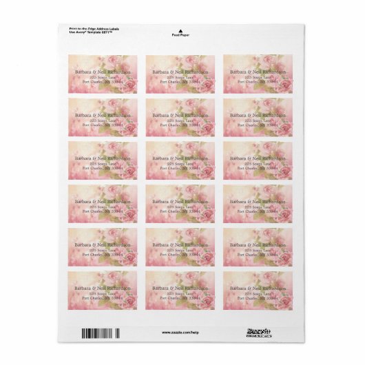 Blush Roos Botanische bruiloft Etiket (Full Sheet)