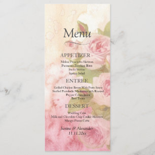 Blush Roos Botanische bruiloft Menu