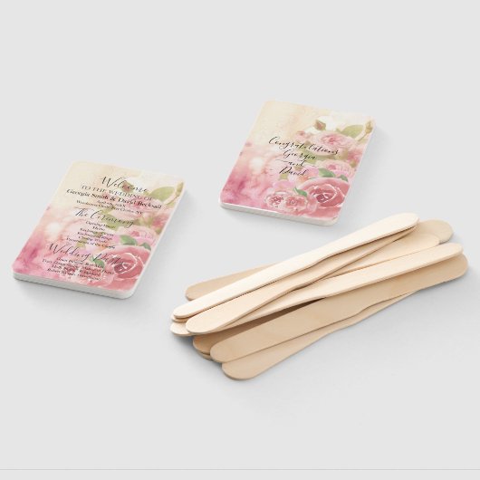 Blush Roos Botanische bruiloft programma Handwaaier (Niet-gemonteerd)