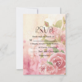 Blush Roos Botanische bruiloft RSVP Kaartje