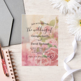 Blush Roos Botanische bruiloft Vellum Uitnodigingen