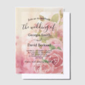 Blush Roos Botanische bruiloft Vellum Uitnodigingen (Offset)