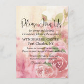 Blush Roos Botanische QR Code Wedding Informatiekaartje (Voorkant)