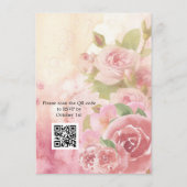 Blush Roos Botanische QR Code Wedding Informatiekaartje (Achterkant)