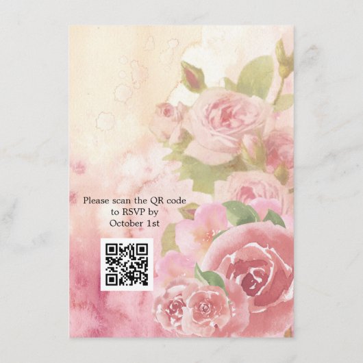 Blush Roos Botanische QR Code Wedding Informatiekaartje (Achterkant)