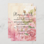 Blush Roos Botanische QR Code Wedding Informatiekaartje (Voorkant / Achterkant)