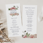 Blush Roos bruiloft ceremonie programma Programmakaart