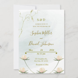 Blush Roos bruiloft uitnodigen Kaart