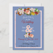 Blush Roos Burgundy Blue Floral Weddenschap Kaart (Voorkant)