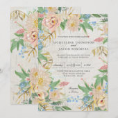 Blush Roos Chrysanthemum Floral Waterverf Art Kaart (Voorkant / Achterkant)