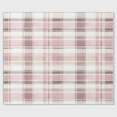 Blush Roos Cream Brown Stripes Verjaardag Cadeaupapier (Vlak)