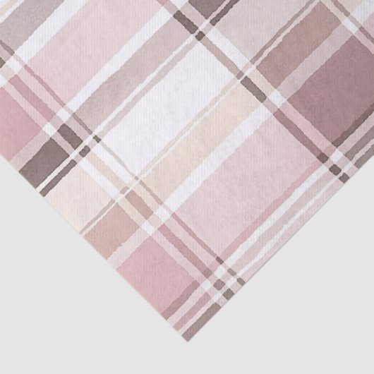 Blush Roos Cream Brown Stripes Verjaardag Tissuepapier (Detail)