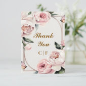 Blush Roos Custom Wedding Bedankt Card (Staand voorkant)