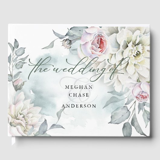 Blush Roos en Alabaster Garden Floral Guest Book Gastenboek (Voorkant)