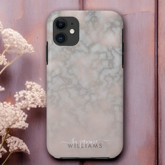 Blush Roos en grijze elegante marmergradiënt Case-Mate iPhone Case