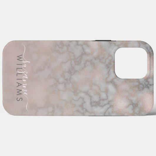 Blush Roos en grijze gemarmerde elegantie Case-Mate iPhone Case (Achterkant (horizontaal))