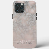 Blush Roos en grijze gemarmerde elegantie Case-Mate iPhone Case (Achterkant)