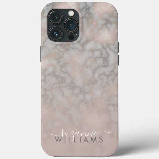 Blush Roos en grijze gemarmerde elegantie Case-Mate iPhone Case (Achterkant)