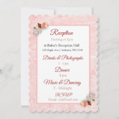 Blush Roos en Maroon Floral Wedding Invitation Kaart (Achterkant)