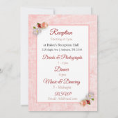 Blush Roos en Maroon Floral Wedding Invitation Kaart (Achterkant)