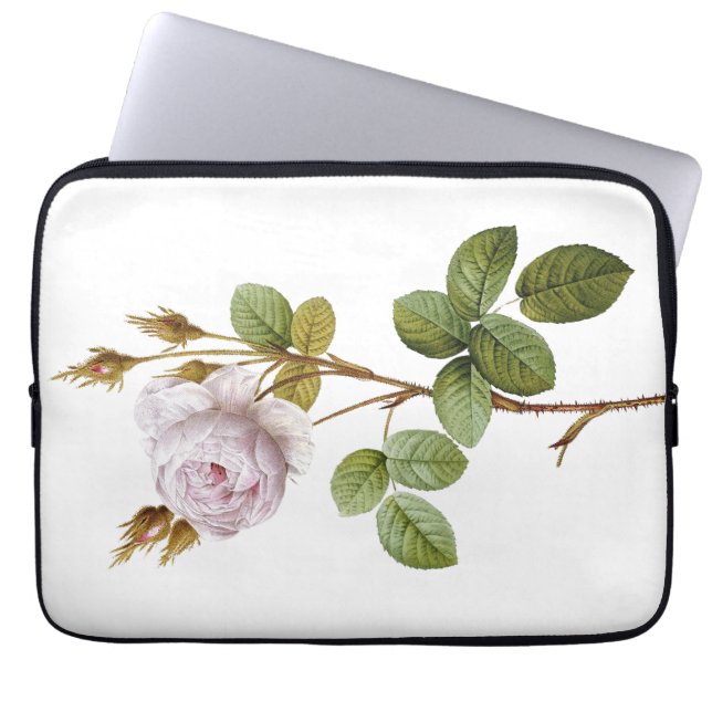  Blush Roos en Thorny Stem Botanische Lapto Laptop Sleeve (Voorkant)