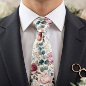 Blush Roos & Eucalyptus Bloem  Stropdas