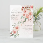 Blush Roos Eucalyptus Greenery Foliage Weddenschap Kaart (Staand voorkant)