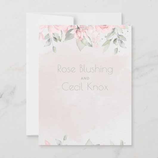 Blush Roos Eucalyptus Greenery Save the Date Kaart (Achterkant)