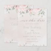 Blush Roos Eucalyptus Greenery Save the Date Kaart (Voorkant / Achterkant)