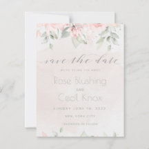 Blush Roos Eucalyptus Greenery Save the Date Kaart