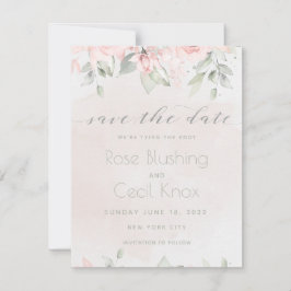 Blush Roos Eucalyptus Greenery Save the Date Kaart
