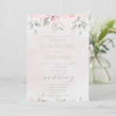 Blush Roos Eucalyptus Greenery Wedding Kaart (Staand voorkant)