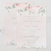 Blush Roos Eucalyptus Greenery Wedding Kaart (Voorkant / Achterkant)
