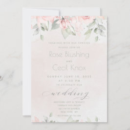 Blush Roos Eucalyptus Greenery Wedding Kaart
