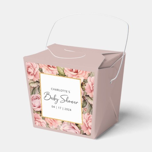 Blush Roos Floral Baby shower Bedankdoosjes (Voorkant Zijde)