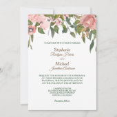 Blush Roos Floral Border Wedding Kaart (Voorkant)