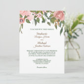 Blush Roos Floral Border Wedding Kaart (Staand voorkant)