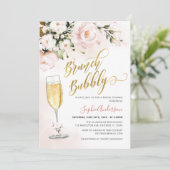 Blush Roos Floral Glitter Gold Brunch en brabbel Kaart (Staand voorkant)
