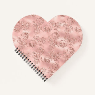 Blush Roos Floral Glitter, Heart Shaped Notitieboek