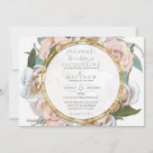 Blush Roos Floral Gold Modern Script Handwriting Kaart (Voorkant)