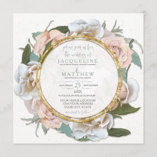 Blush Roos Floral Gold Modern Typografie Script Kaart