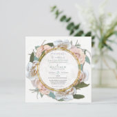 Blush Roos Floral Gold Modern Typography Script Kaart (Staand voorkant)