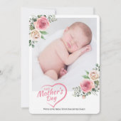 Blush Roos Floral Happy Moederdag 1 foto Feestdagenkaart (Voorkant)