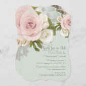 Blush Roos Floral Succulent Photo Save the Date Kaart (Voorkant / Achterkant)